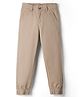 Pine Kids Cotton Elastane Woven Full Length Solid Trouser - Beige