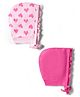 Doodle Poodle 100% Cotton Knit Caps With Heart Print Pack of 2 Dark & Light Pink - Diameter 18.5 cm