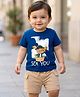Babyoye 100% Cotton Knit Half Sleeves T-Shirt & Shorts Set with Bear Print - Blue & Beige