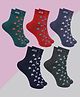 Neska Moda 5 Pairs Cotton Elastane Stars Printed Ankle Socks - Multi Colour