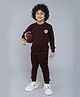BAATCHEET Knitted Knit Full Sleeves Evil Eye Patch Detailed Light Winter Sweatshirt & Pant Set - Maroon