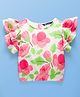 Pine Kids Woven Half Flutter Sleeves Top With Floral Print - White