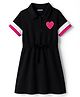 Pine Kids Cotton Knit Half Sleeves Frock with Heart Patch - Black