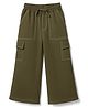 Pine Kids Knit Full Length Flared Solid Colour Track Pant With Pocket - Olive Green