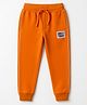 Pine Kids Knit Full Length Lounge Pant With Text Badge - Orange