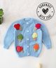 Woonie Hand Knitted Full Sleeves Ice Cream Designed Sweater - Sky Blue