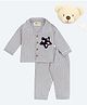 TIPPY TOP Pure Cotton Woven Full Sleeves Star Patch Detailed Striped Night Suit Set - Grey