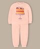 Cherry Crumble By Nitt Hyman Knit Full Sleeves Cake Patch Detailed Unisex Winter Night Suit Set - Peach
