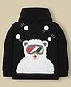 Cherry Crumble By Nitt Hyman Knit Full Sleeves Polar Bear Patch Detailed Unisex Winter Hoodie - Black