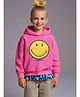 Cherry Crumble By Nitt Hyman Knit Full Sleeves Smiley Applique Detailed Unisex Hooded Winter Sweatshirt - Pink