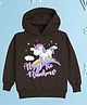 NUSYL Fleece Knit Full Sleeves Along The Rainbow Text Printed Light Winter Hoodie - Brown