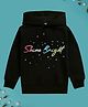 NUSYL Fleece Knit Full Sleeves Shine Bright Text Printed Light Winter Hoodie - Black