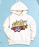 NUSYL Fleece Knit Full Sleeves Stay Weird Text Printed Light Winter Hoodie - White