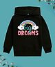 NUSYL Fleece Knit Full Sleeves Big Dreams Text Printed  Light Winter Hoodie - Black