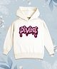 NUSYL Fleece Knit Full Sleeves Divine Text Printed Light Winter Hoodie - White
