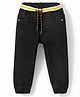Babyhug Denim Full Length Solid Colour Washed Joggers -  Black