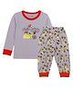 Kidbea Cotton Knit Full Sleeves Hello Spring Text & Floral Printed Winter Night Suit Set - Purple