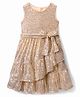 Primo Gino Woven Sleeveless Sequin Embellished Party Dress With Ruffle Detail - Matt Gold