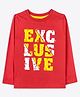 Ariel Cotton Knit Full Sleeves Exclusive Text Printed Tee - Red