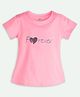 Ariel Cotton Knit Half Sleeves Forever Text Printed Sequins Embellished Tee - Pink