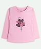 Ariel Cotton Knit Full Sleeves  Heart Shaped Sequins Embellished Tee - Pink