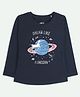 Ariel Cotton Knit Full Sleeves Dream Like A Unicorn Text Printed Tee - Navy Blue