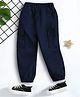 Trampoline Cotton Woven Solid Cargo Joggers - Navy Blue