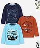 Trampoline Cotton Blend Knit Pack Of 3 Full Sleeves Typography Printed Tees - Multi Colour