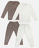 Trampoline Knit Pack Of 2 Full Sleeves Striped Thermal Sets - Brown & White