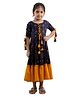Cutiediva Rayon Woven Three Fourth Sleeves Floral Printed Tassels Embellished Anarkali Kurti - Blue