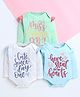Polka Tots Cotton Knit Pack Of 3 Full Sleeves Here To Steal Hearts Text Printed Onesie - Multi Colour