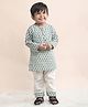 Polka Tots Cotton Woven Full Sleeves Penguin Printed Kurta Pyjama Night Suit Set - Green