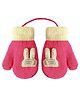 Priaansha Creation Knit Bunny  Applique Detailed Gloves - Pink