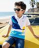 OLLINGTON ST. Cotton Half Sleeves Printed Polo T-Shirt & Stretchable Denim Shorts Set - White & Blue
