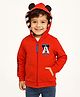 Nautinati Cotton Knit Mickey & Friends Featuring Full Sleeves Mickey Mouse Printed Light Winter Hooded Sweatjacket - Red
