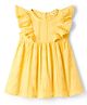 Bonfino Cotton Woven Ruffle Sleeves Schiffli Dress - Yellow