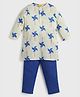 Somersault Cotton Woven Full Sleeves Windmills Printed Kurta Pyjama Set - Off White