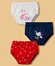 Doodle Poodle 100% Cotton  Knit Heart & Animal Printed Panties Pack of 3 - Red White & Navy Blue