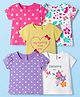Babyhug 100% Cotton Knit Half Sleeves T-Shirts With Floral & Polka Dot Print Pack of 5 - Multicolor