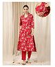 Zelena 100% Rayon Woven  Three Fourth Sleeves  Floral Printed Maternity Kurti With Side Zipper Nursing Access - Maroon Red