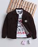 Ministitch Denim Woven Full Sleeves 78 Number Patch Detailed Jacket With Tee - Brown
