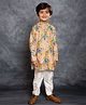 Jilmil Cotton Knit Full Sleeves Floral Printed Kurta Pyjama Set - Yellow
