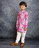 Jilmil Soft Cotton Woven Full Sleeves Floral Printed Kurta Pyjama Set - Pink