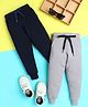 Knitting Doodles Terry Knit Pack Of 2 Solid Track Pants - Navy Blue & Grey