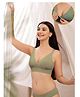 Zelena 92% Cotton 8% Lycra Knit Solid Adjustable Strap Maternity Bra With Front Open Nursing Access - Medium Green