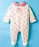 ToffyHouse Interlock Knit Full Sleeves Footed Sleepsuit With Animal Print - White