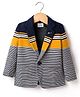 Noddy Full Sleeves Striped Blazer - Navy Blue & Mustard Yellow