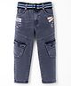 Rikidoos Typography Printed Jeans With Belt - Blue