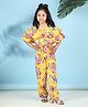 Cutiekins Woven Sleeveless Floral Printed Frill Detailed Jumpsuit - Yellow & Pink