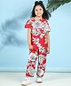 Cutiekins Woven Half Sleeves Floral Printed  Jumpsuit - Red & White